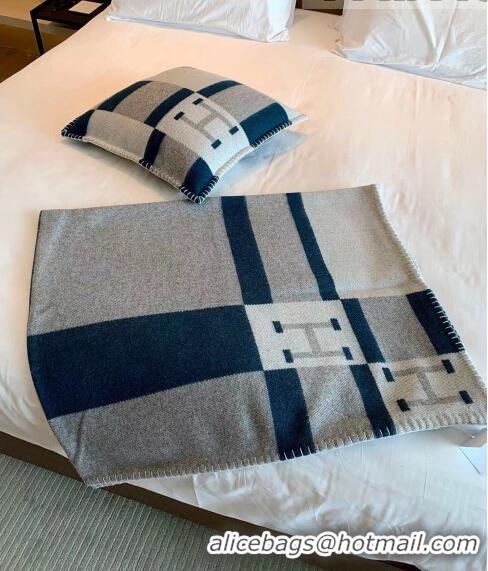 Unique Style Hermes Avalon Throw Wool Cashmere Blanket 135x170cm 0923 Blue/Grey 2022