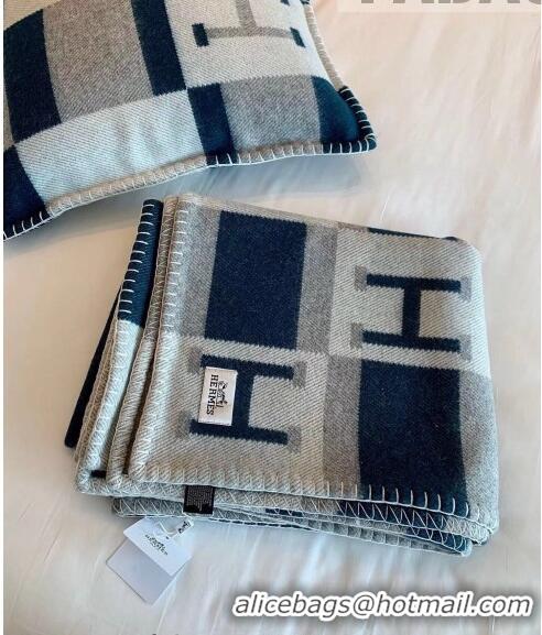 Unique Style Hermes Avalon Throw Wool Cashmere Blanket 135x170cm 0923 Blue/Grey 2022