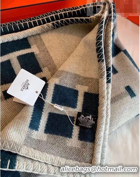 Unique Style Hermes Avalon Throw Wool Cashmere Blanket 135x170cm 0923 Blue/Grey 2022