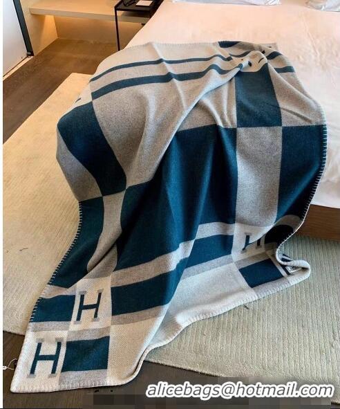 Unique Style Hermes Avalon Throw Wool Cashmere Blanket 135x170cm 0923 Blue/Grey 2022