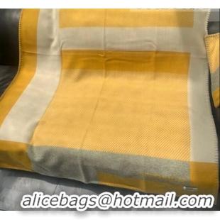 Good Taste Hermes H Riviera Wool Cashmere Blanket 140x200cm 0923 Yellow 2022