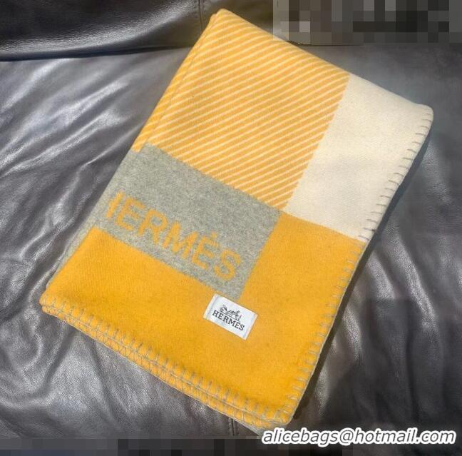 Good Taste Hermes H Riviera Wool Cashmere Blanket 140x200cm 0923 Yellow 2022