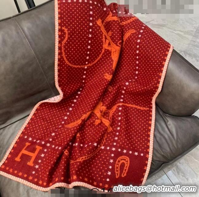 Trendy Design Hermes Western and Company Wool Cashmere Baby Blanket 140x100cm H2316 Red 2022