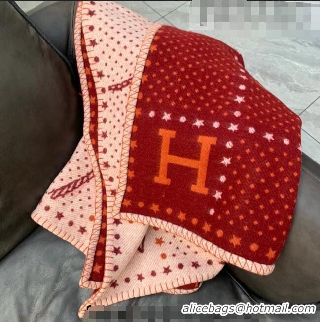 Trendy Design Hermes Western and Company Wool Cashmere Baby Blanket 140x100cm H2316 Red 2022