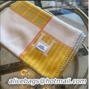 New Style Hermes Avalon Passe Wool Cashmere Baby Blanket 140x100cm H2318 Yellow 2022