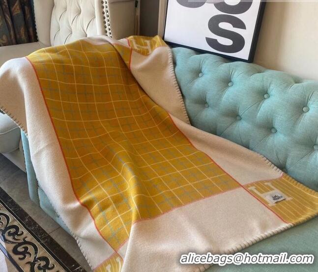 New Style Hermes Avalon Passe Wool Cashmere Baby Blanket 140x100cm H2318 Yellow 2022