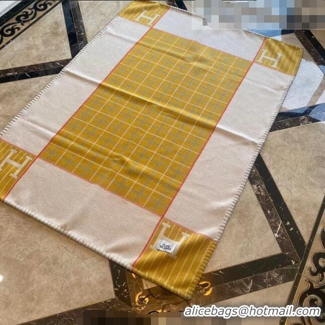 New Style Hermes Avalon Passe Wool Cashmere Baby Blanket 140x100cm H2318 Yellow 2022