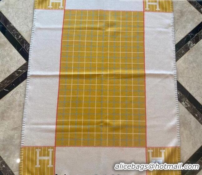 New Style Hermes Avalon Passe Wool Cashmere Baby Blanket 140x100cm H2318 Yellow 2022