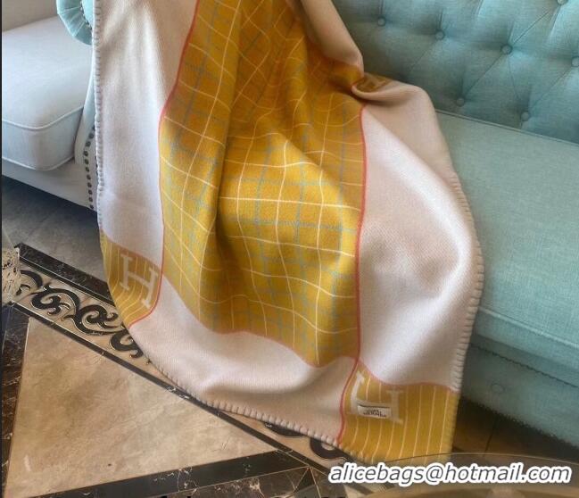 New Style Hermes Avalon Passe Wool Cashmere Baby Blanket 140x100cm H2318 Yellow 2022