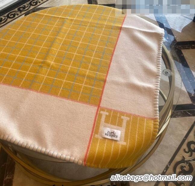 New Style Hermes Avalon Passe Wool Cashmere Baby Blanket 140x100cm H2318 Yellow 2022