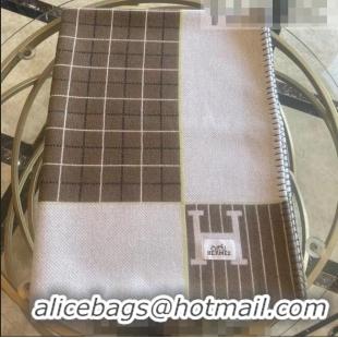 Cheapest Hermes Avalon Passe Wool Cashmere Baby Blanket 140x100cm H2318 Khaki Grey 2022