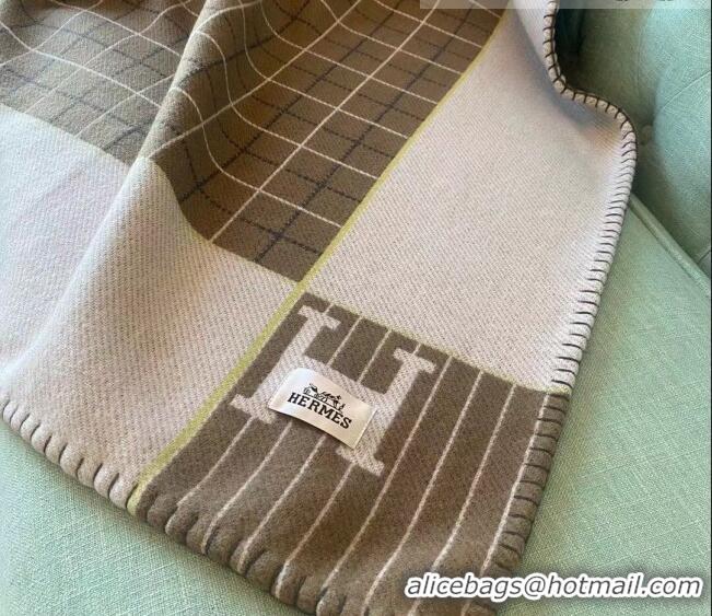 Cheapest Hermes Avalon Passe Wool Cashmere Baby Blanket 140x100cm H2318 Khaki Grey 2022