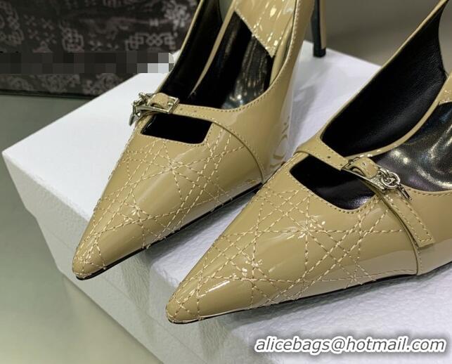 Pretty Style Dior J'adior Slingback Medium Heel Pumps 7.5cm in Patent Leather Apricot 082550