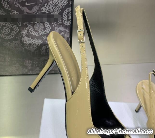 Pretty Style Dior J'adior Slingback Medium Heel Pumps 7.5cm in Patent Leather Apricot 082550