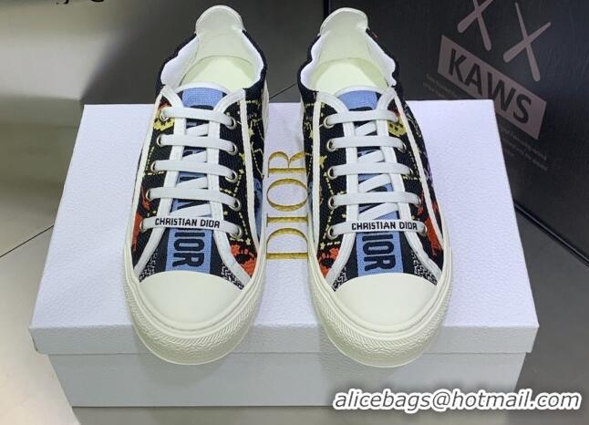 Best Grade Dior Walk'n'Dior Sneakers Black Multicolor Embroidered Cotton with Pixel Zodiac Motif 082551