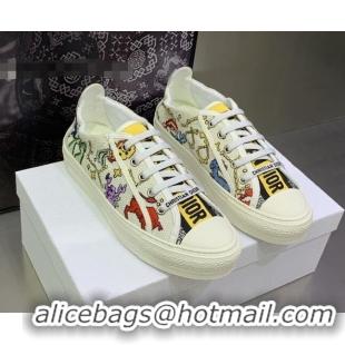 Sumptuous Dior Walk'n'Dior Sneakers White Multicolor Embroidered Cotton with Pixel Zodiac Motif 082552