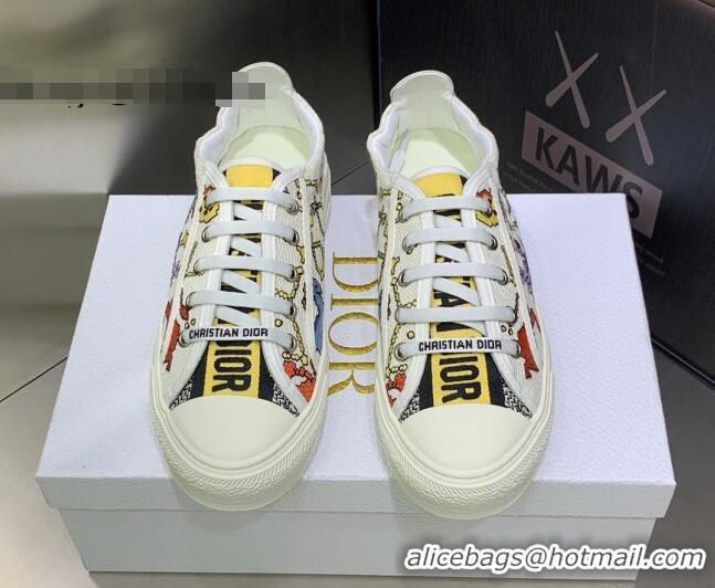 Sumptuous Dior Walk'n'Dior Sneakers White Multicolor Embroidered Cotton with Pixel Zodiac Motif 082552