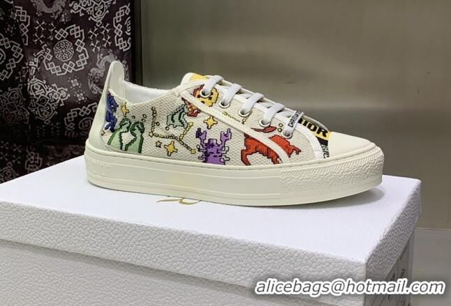 Sumptuous Dior Walk'n'Dior Sneakers White Multicolor Embroidered Cotton with Pixel Zodiac Motif 082552