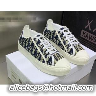 Popular Style Dior Walk'n'Dior Sneakers in Deep Blue Oblique Embroidered Cotton 082553