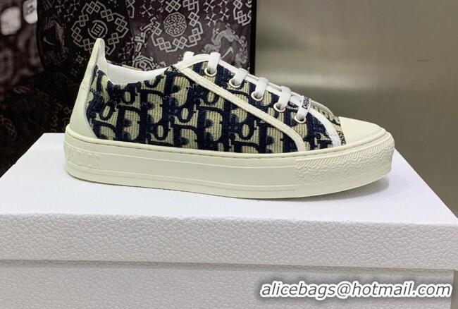 Popular Style Dior Walk'n'Dior Sneakers in Deep Blue Oblique Embroidered Cotton 082553