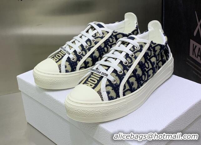 Popular Style Dior Walk'n'Dior Sneakers in Deep Blue Oblique Embroidered Cotton 082553