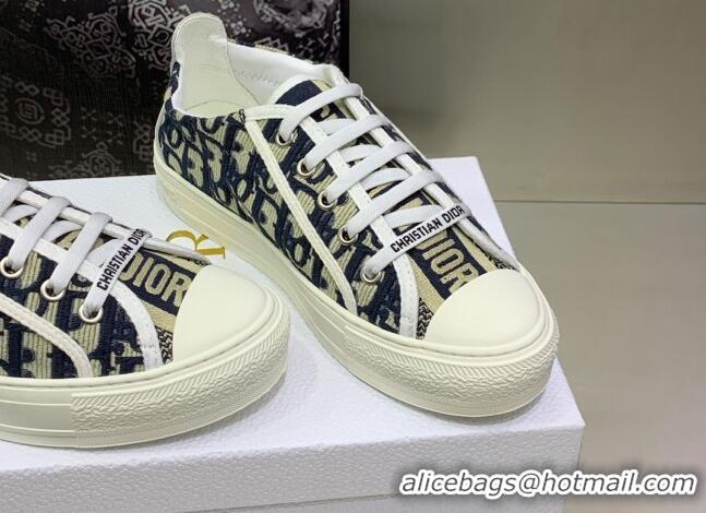 Popular Style Dior Walk'n'Dior Sneakers in Deep Blue Oblique Embroidered Cotton 082553