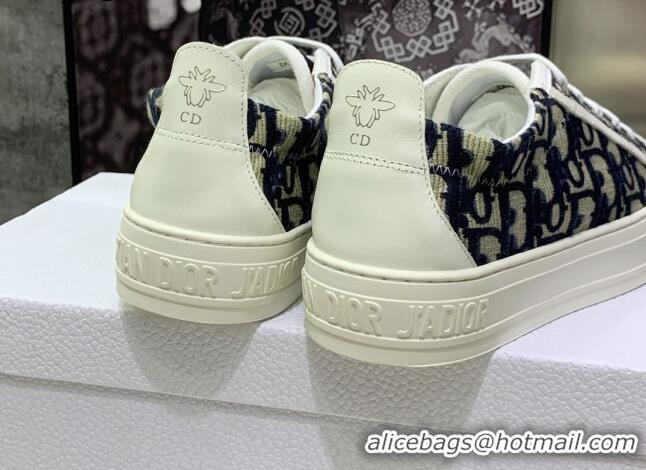 Popular Style Dior Walk'n'Dior Sneakers in Deep Blue Oblique Embroidered Cotton 082553