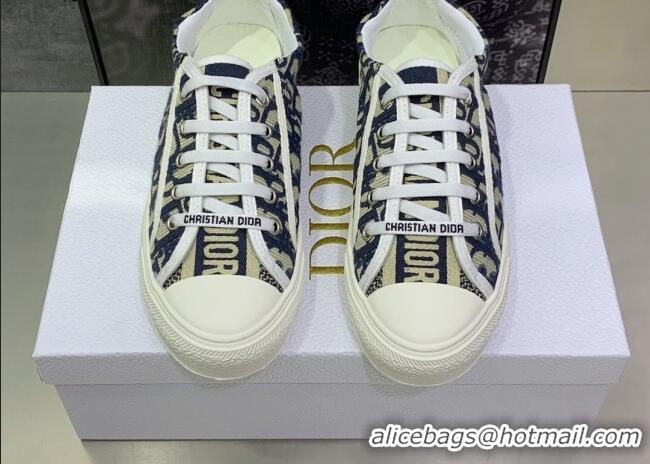 Popular Style Dior Walk'n'Dior Sneakers in Deep Blue Oblique Embroidered Cotton 082553