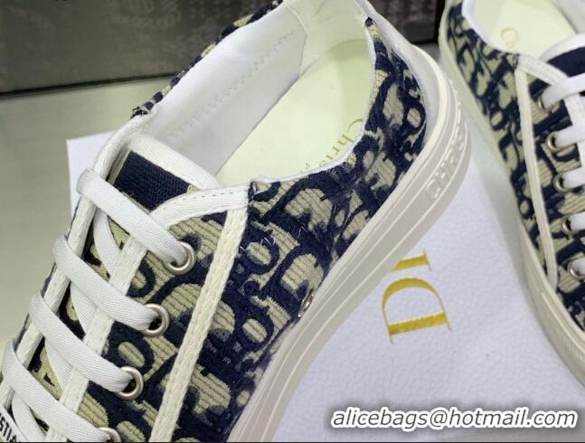 Popular Style Dior Walk'n'Dior Sneakers in Deep Blue Oblique Embroidered Cotton 082553