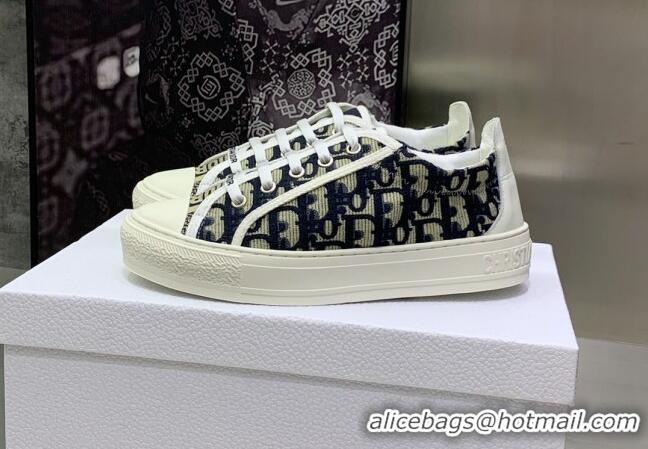 Popular Style Dior Walk'n'Dior Sneakers in Deep Blue Oblique Embroidered Cotton 082553