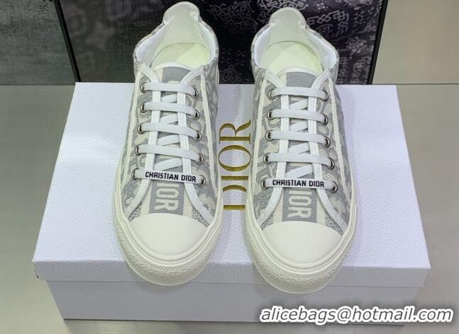 Classic Hot Dior Walk'n'Dior Sneakers in Grey Oblique Embroidered Cotton 082554