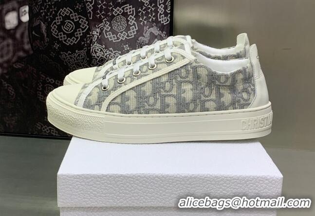 Classic Hot Dior Walk'n'Dior Sneakers in Grey Oblique Embroidered Cotton 082554