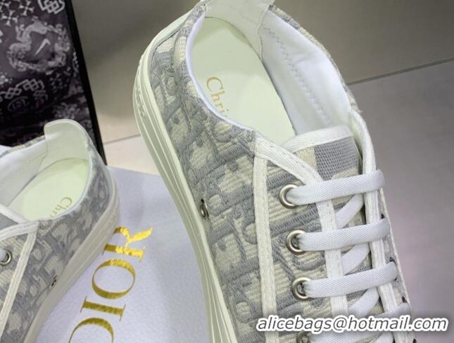 Classic Hot Dior Walk'n'Dior Sneakers in Grey Oblique Embroidered Cotton 082554