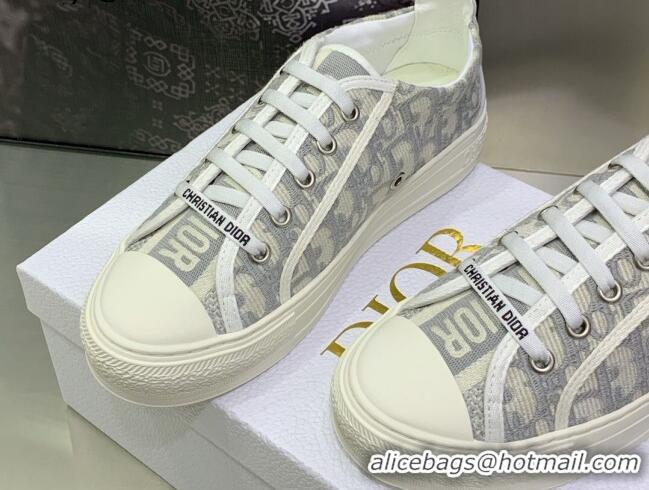 Classic Hot Dior Walk'n'Dior Sneakers in Grey Oblique Embroidered Cotton 082554