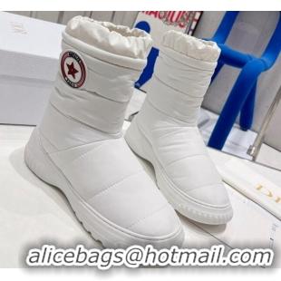 Luxury Dior Frost Ankle Boots in Quilted Nylon and Shearling White 092137