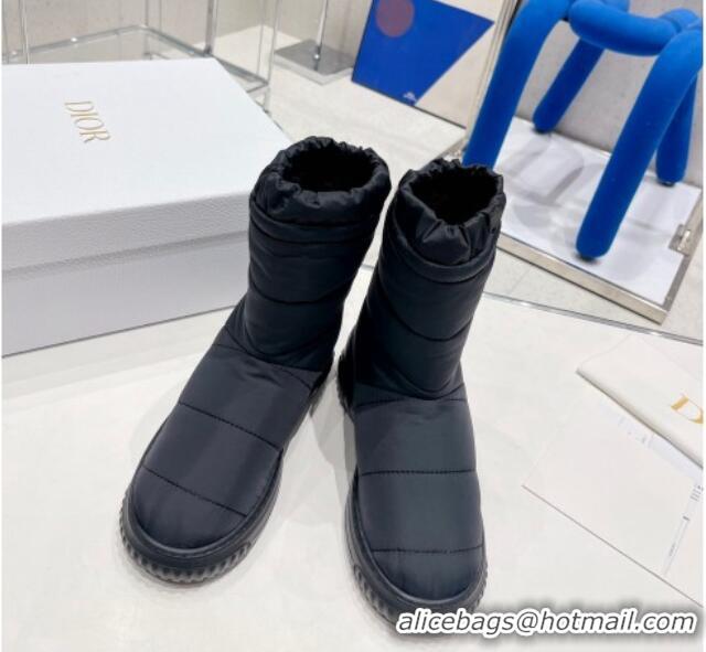 Grade Quality Dior Frost Ankle Boots in Quilted Nylon and Shearling Black 092138