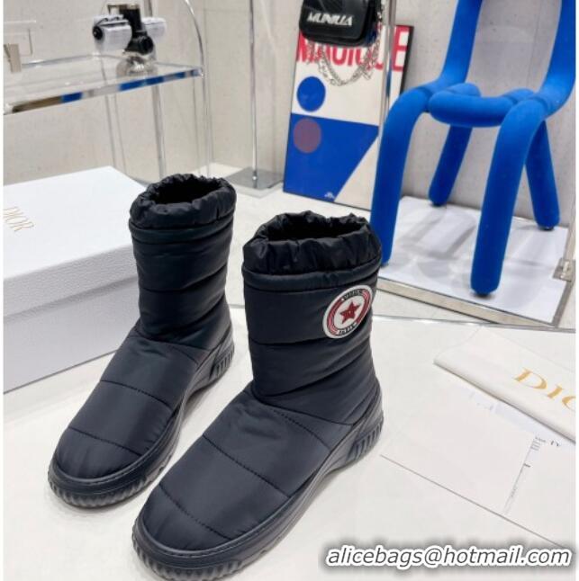 Grade Quality Dior Frost Ankle Boots in Quilted Nylon and Shearling Black 092138