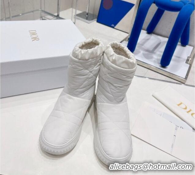 Low Price Dior Frost Ankle Boots in Cannage Nylon and Shearling White 092139