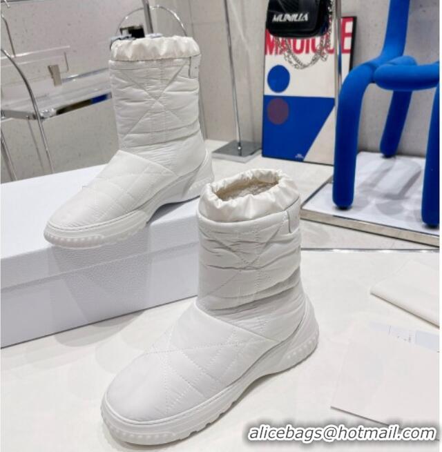 Low Price Dior Frost Ankle Boots in Cannage Nylon and Shearling White 092139