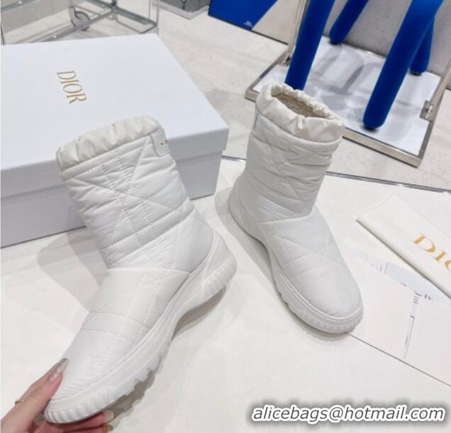 Low Price Dior Frost Ankle Boots in Cannage Nylon and Shearling White 092139