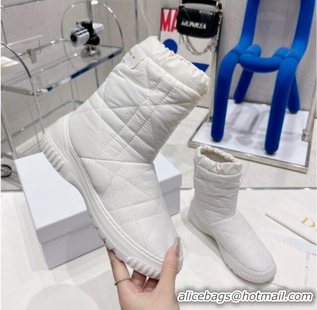 Low Price Dior Frost Ankle Boots in Cannage Nylon and Shearling White 092139