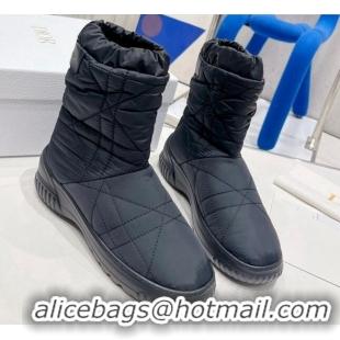 Fashion Dior Frost Ankle Boots in Cannage Nylon and Shearling Black 092140