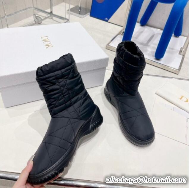 Fashion Dior Frost Ankle Boots in Cannage Nylon and Shearling Black 092140