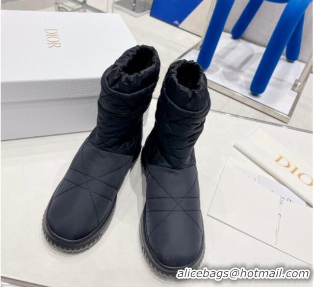 Fashion Dior Frost Ankle Boots in Cannage Nylon and Shearling Black 092140