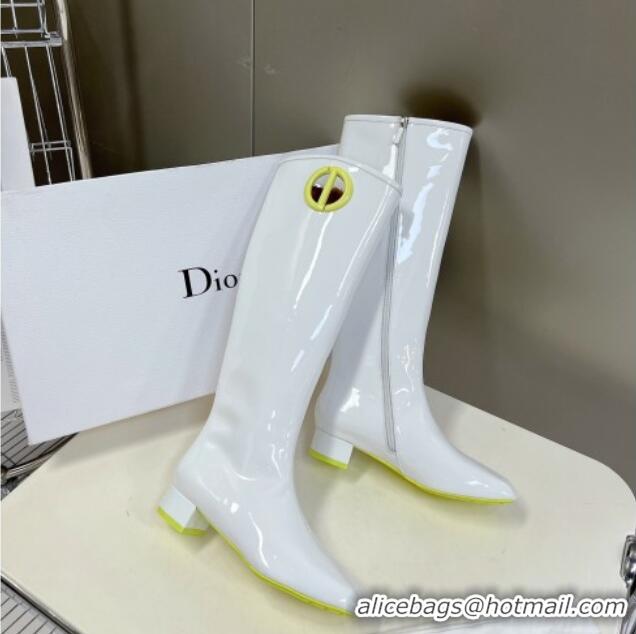 Best Price Dior Patent Leather CD High Boots White 092143