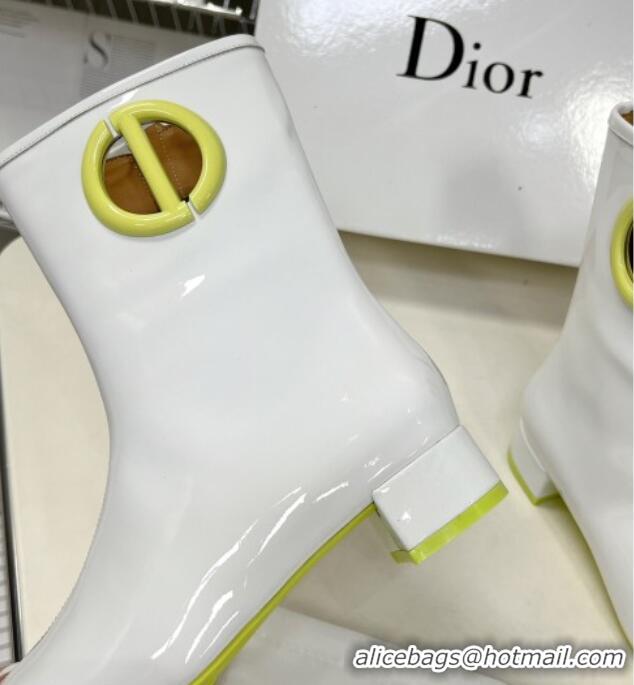 Duplicate Dior Patent Leather CD Short Boots White 092145