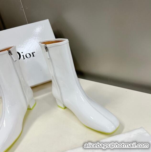 Duplicate Dior Patent Leather CD Short Boots White 092145