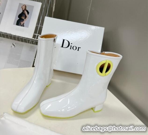 Duplicate Dior Patent Leather CD Short Boots White 092145