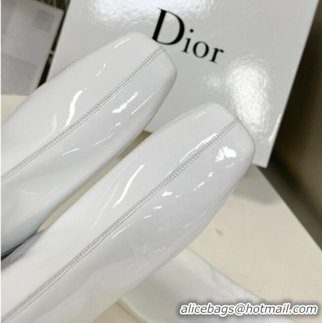 Duplicate Dior Patent Leather CD Short Boots White 092145