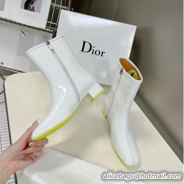 Duplicate Dior Patent Leather CD Short Boots White 092145